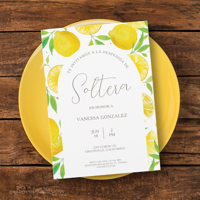 Lemon Thème de la douche nuptiale Invitation en es (Invitación despedida de soltera. Tema limones, en español, personalizable, descarga digital opcional)