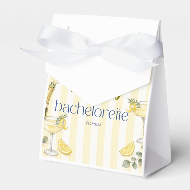 lemon theme she found her main squeeze yellow  favor box (Front Side)