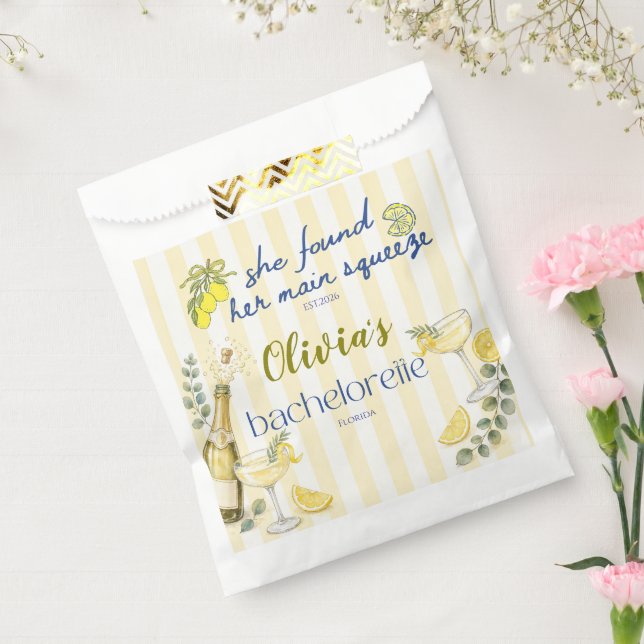 lemon theme she found her main squeeze yellow  favour bag (Sealed)