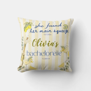 lemon theme she found her main squeeze yellow  throw pillow