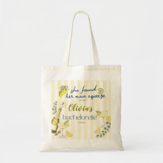 lemon theme she found her main squeeze yellow tote bag