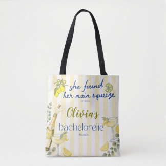 lemon theme she found her main squeeze yellow tote bag
