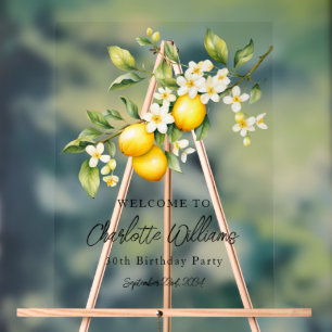 Lemon Themed 30th Birthday Party Welcome Acrylic Sign