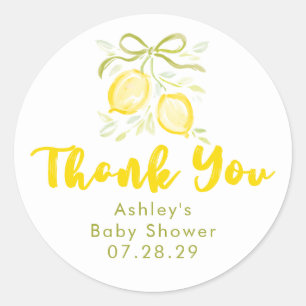 Lemon Themed Baby Shower Thank You Favours Classic Round Sticker