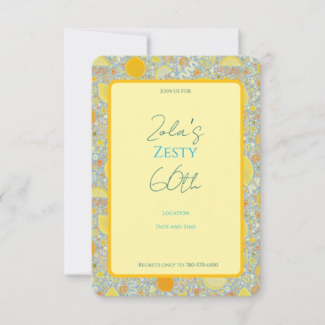 Lemon themed birthday invite  (Front)