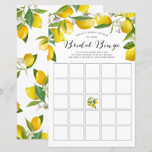 Lemon Themed bridal shower bingo games,