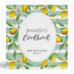 Lemon themed Cookbook, personalized, Recipe Binder