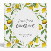 Lemon themed Cookbook, personalized, Recipe Binder