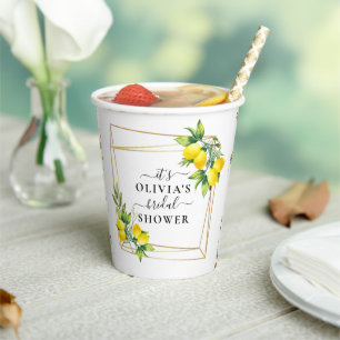 Lemon Themed Geometric Bridal Shower Paper Cups