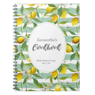Lemon themed, personalized cook book, notebook