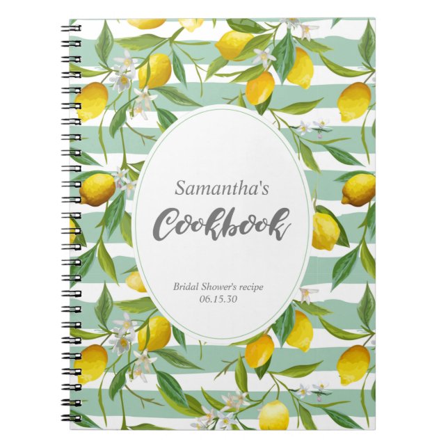 Lemon themed, personalized cook book, notebook (Front)