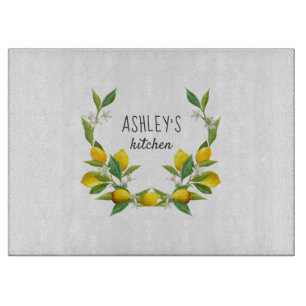 Lemon themed personalized cutting board