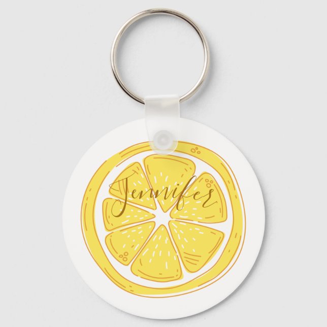 Lemon Themed Personalized Key Chain (Front)