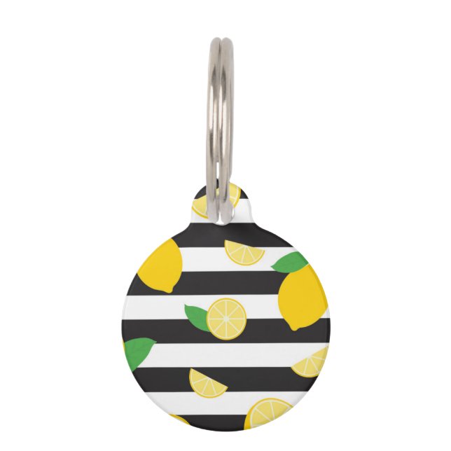 Lemon Themed Striped Pet Tag (Front)