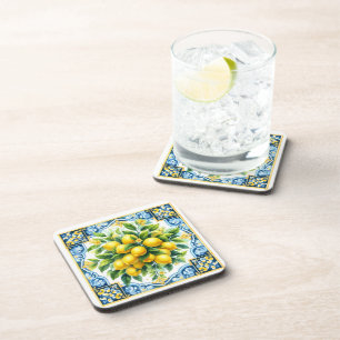 Lemon Tile Plastic Coaster Set