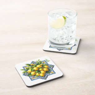 Lemon Tile Plastic Coaster Set
