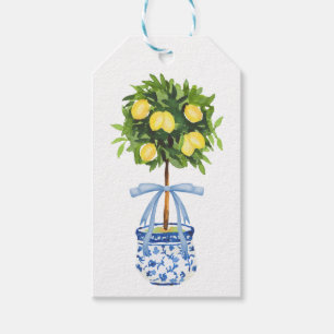 Lemon Topiary, Blue Bow  Gift Tags