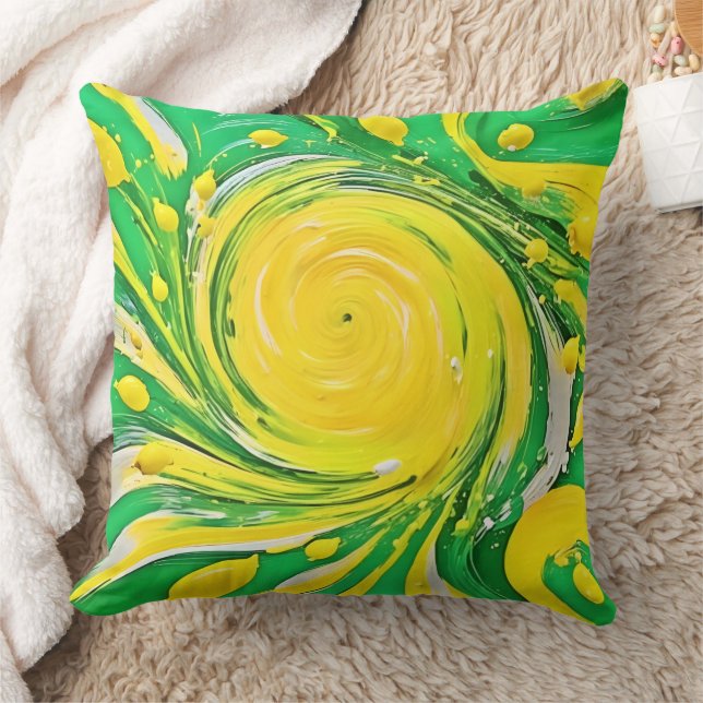 Lemon Tornado Design Throw Pillow (Blanket)