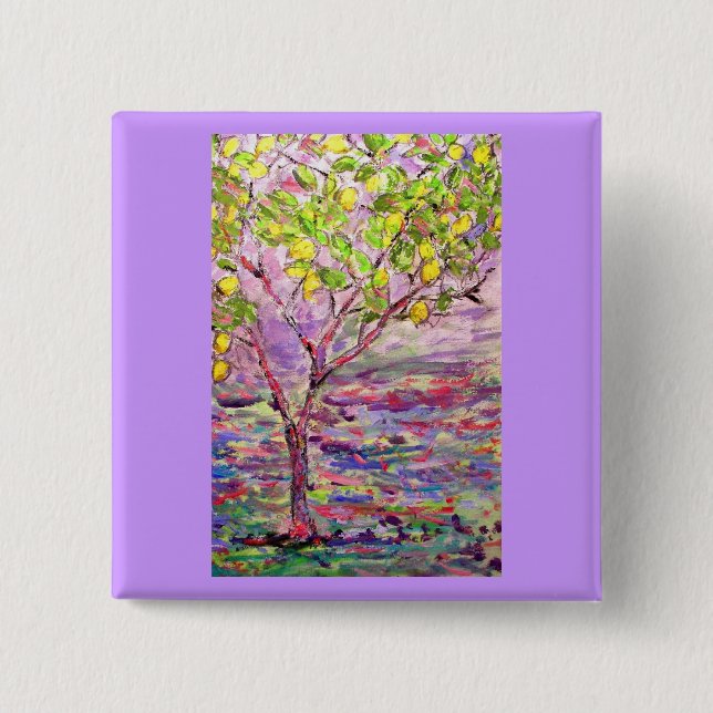 lemon tree 2 inch square button (Front)