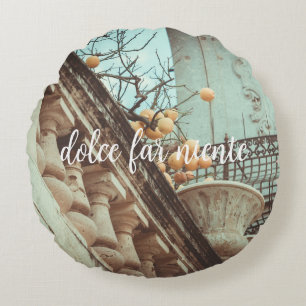 Lemon Tree and the Old buildings Round Pillow