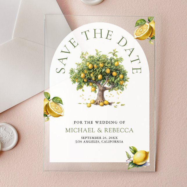 Lemon Tree Arch Wedding Save the Date Acrylic Invitations (Creator Uploaded)