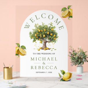 Lemon Tree Arch Wedding Welcome Acrylic Sign