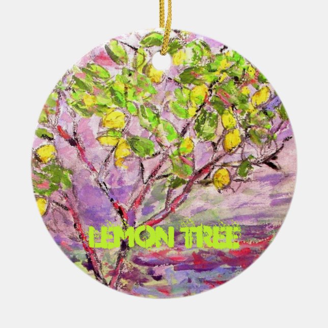 lemon tree art ceramic ornament (Front)