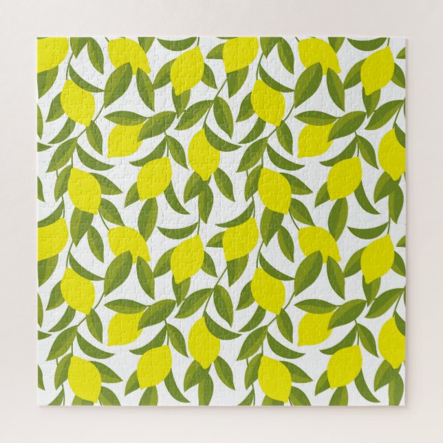 Lemon Tree Art: Yellow Citrus Seamless Pattern Jigsaw Puzzle (Vertical)