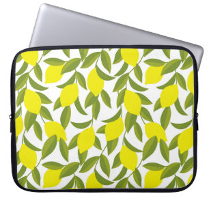 Lemon Tree Art: Yellow Citrus Seamless Pattern Laptop Sleeve