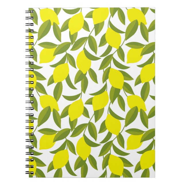 Lemon Tree Art: Yellow Citrus Seamless Pattern Notebook (Front)