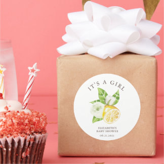 lemon tree baby shower It's a Girl Sticker