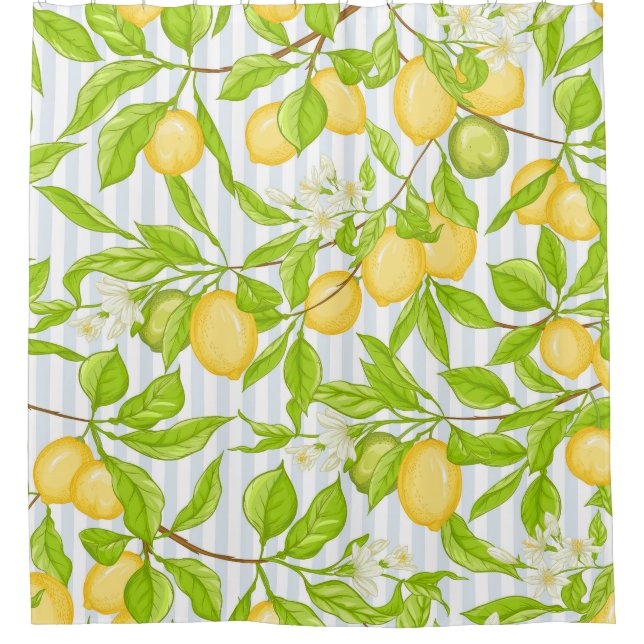 Lemon Tree Branch: Striped Seamless Pattern (Front)