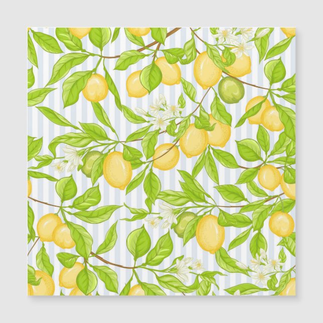 Lemon Tree Branch: Striped Seamless Pattern (Front)