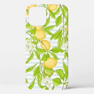 Lemon Tree Branch: Striped Seamless Pattern iPhone 12 Case