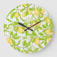 Lemon Tree Branch: Striped Seamless Pattern