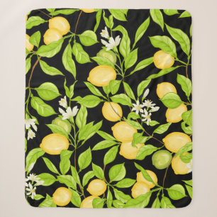 Lemon Tree Branch Vintage Illustration Sherpa Blanket