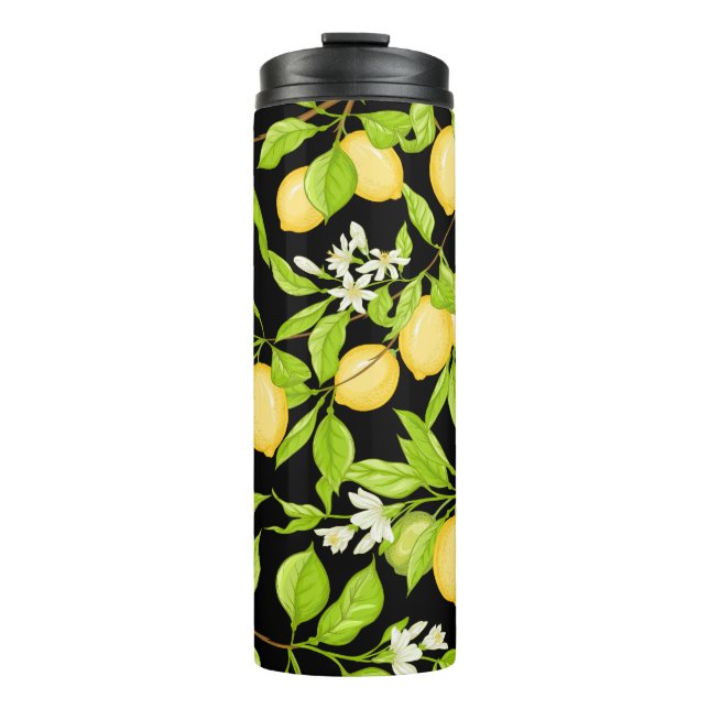 Lemon Tree Branch Vintage Illustration Thermal Tumbler (Front)