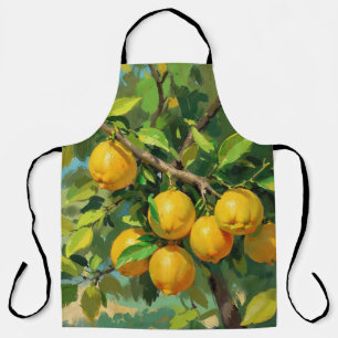 Lemon Tree Branch with Bright Yellow Fruit Apron