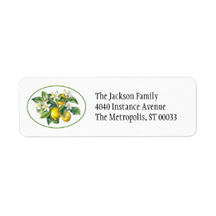 Lemon Tree Branches Watercolor Label