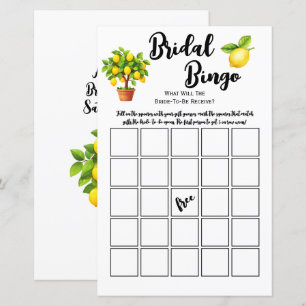 Lemon Tree Citrus Bridal Shower Bingo Party Game