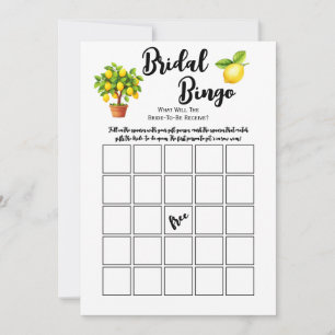 Lemon Tree Citrus Bridal Shower Bingo Party Game Invitation