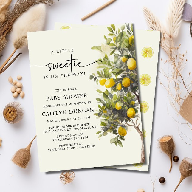 Lemon Tree Citrus Fruit Botanical Baby Shower Invitation (Creator Uploaded)