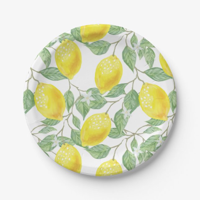 Lemon Tree Pattern Paper Plate (Front)