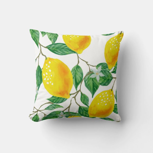LEMON TREE PILLOW, Yellow & Green Throw Pillow (Front)