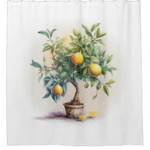 lemon Tree Shower Curtain   Tree Lovers Art