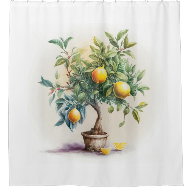 lemon Tree Shower Curtain | Tree Lovers Art (Front)