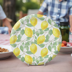 Lemon Tree Watercolor Fresh Yellow Citrus Picnic Paper Plate