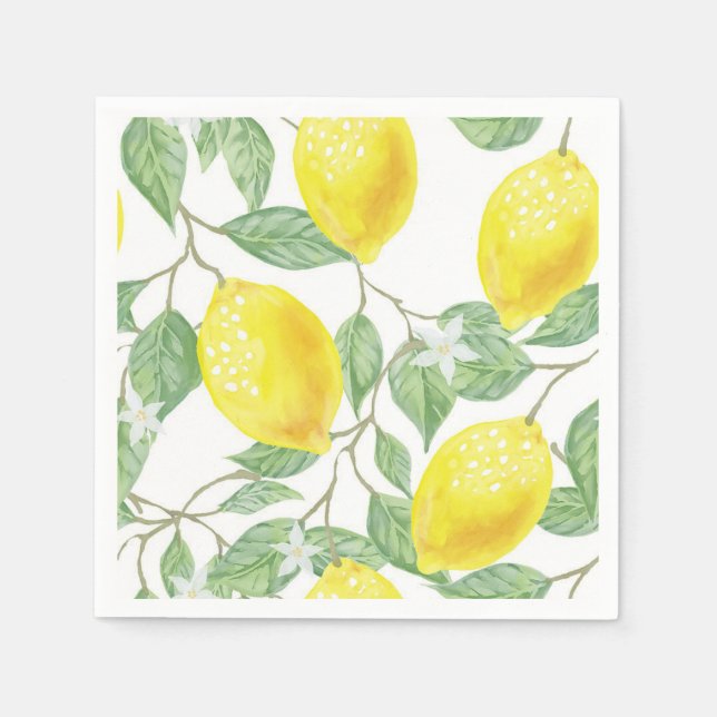 Lemon Tree Yellow and Green Country Paper Party Napkin (Front)