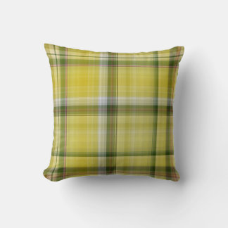 Lemon Tree Yellow and Green Plaid Throw Pillow