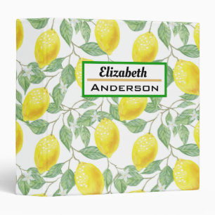 Lemon Tree Yellow Green Leaves Pattern Binder